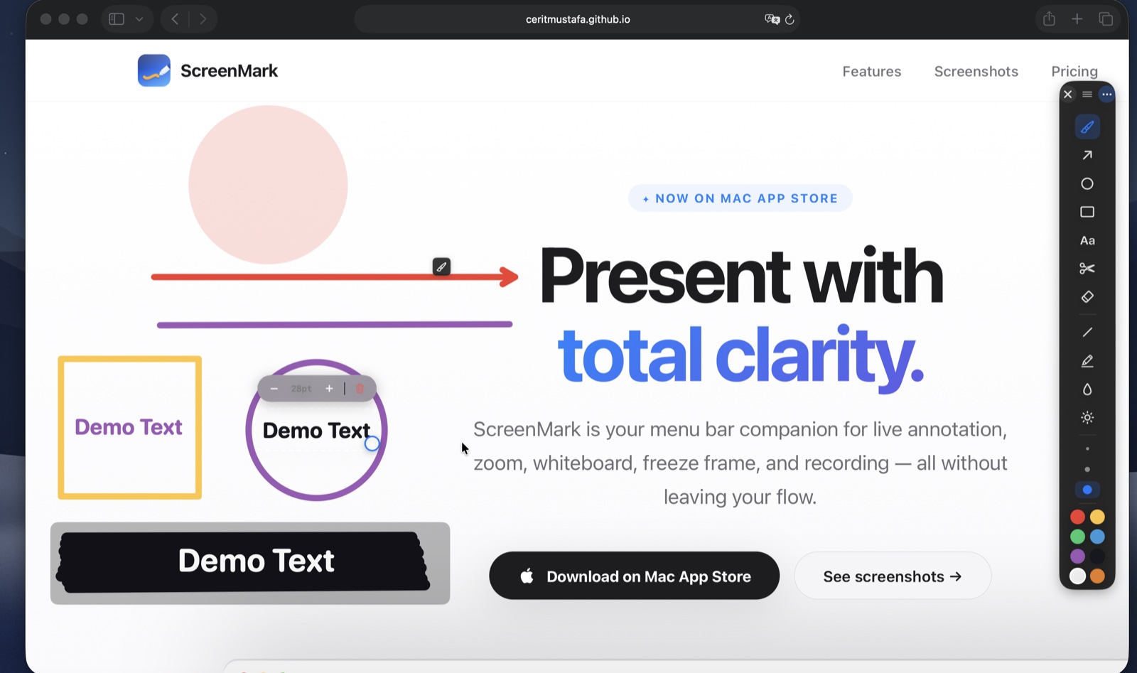 Arrows, boxes, and text drawn on screen with the annotation toolbar